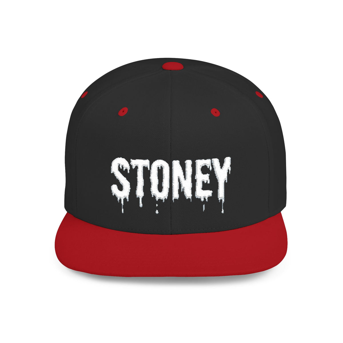 Stoney Snapback Hat — Drip Lettering Flat Bill Cap