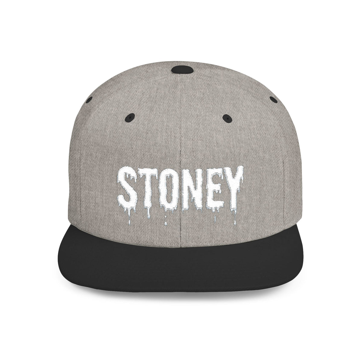 Stoney Snapback Hat — Drip Lettering Flat Bill Cap