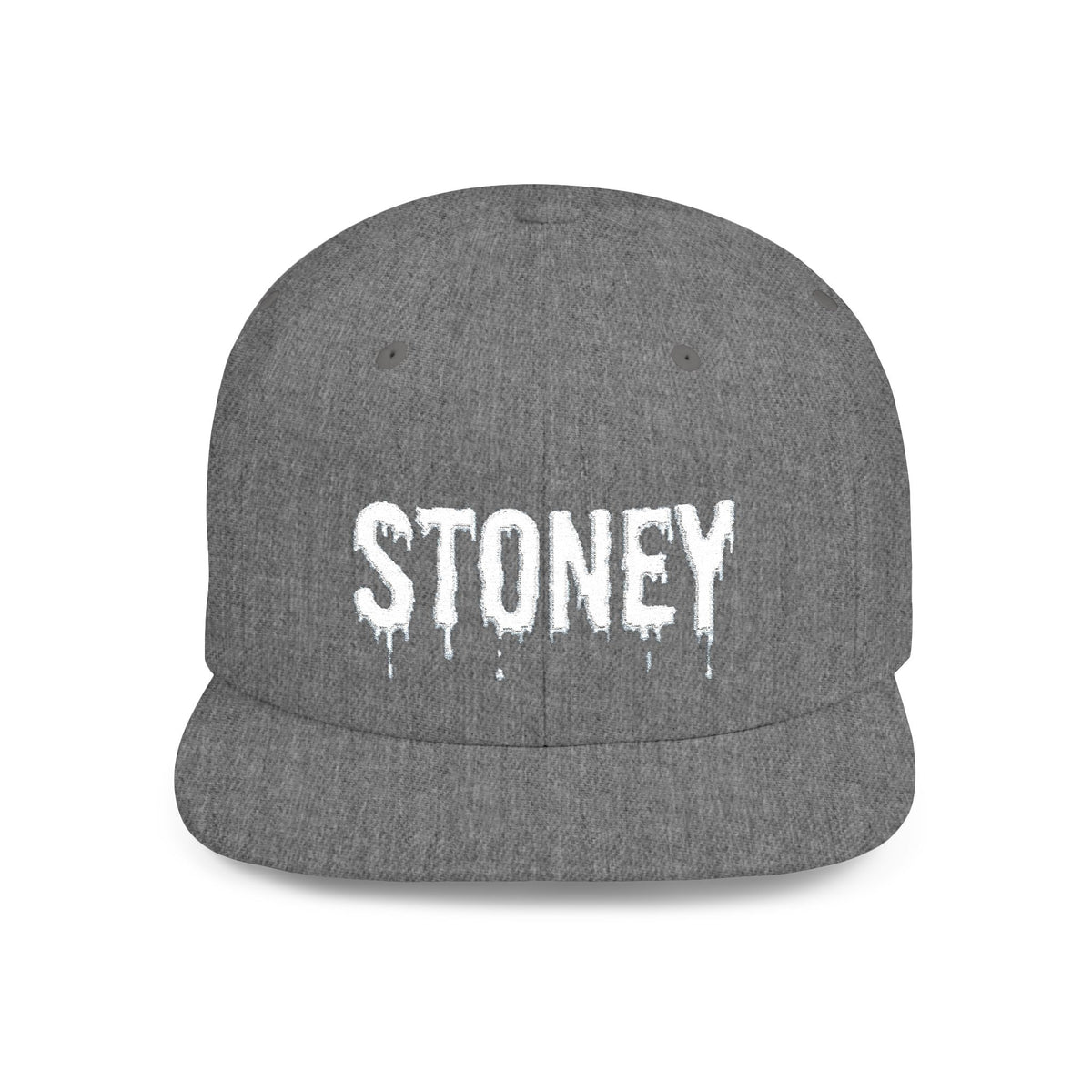 Stoney Snapback Hat — Drip Lettering Flat Bill Cap