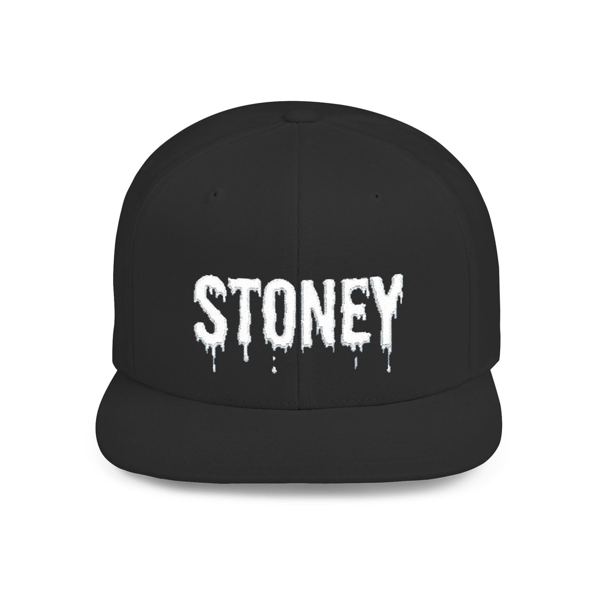 Stoney Snapback Hat — Drip Lettering Flat Bill Cap