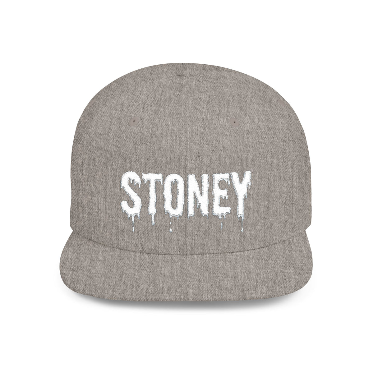 Stoney Snapback Hat — Drip Lettering Flat Bill Cap