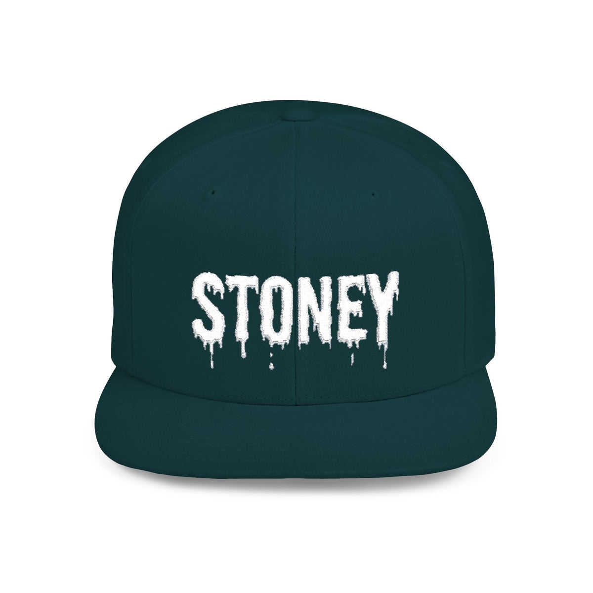 Stoney Snapback Hat — Drip Lettering Flat Bill Cap