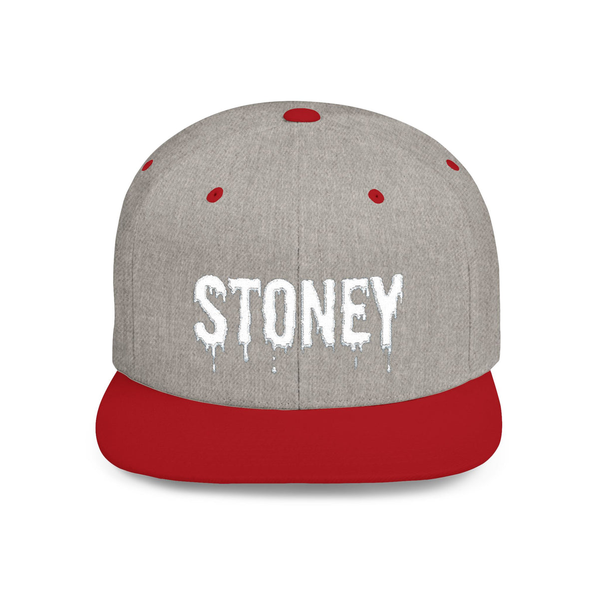 Stoney Snapback Hat — Drip Lettering Flat Bill Cap