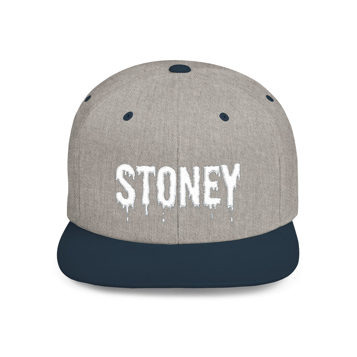 Stoney Snapback Hat — Drip Lettering Flat Bill Cap