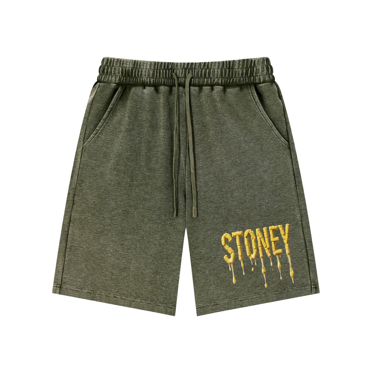 "Stoney Benzos" Mineral Wash Waffle Knit Shorts