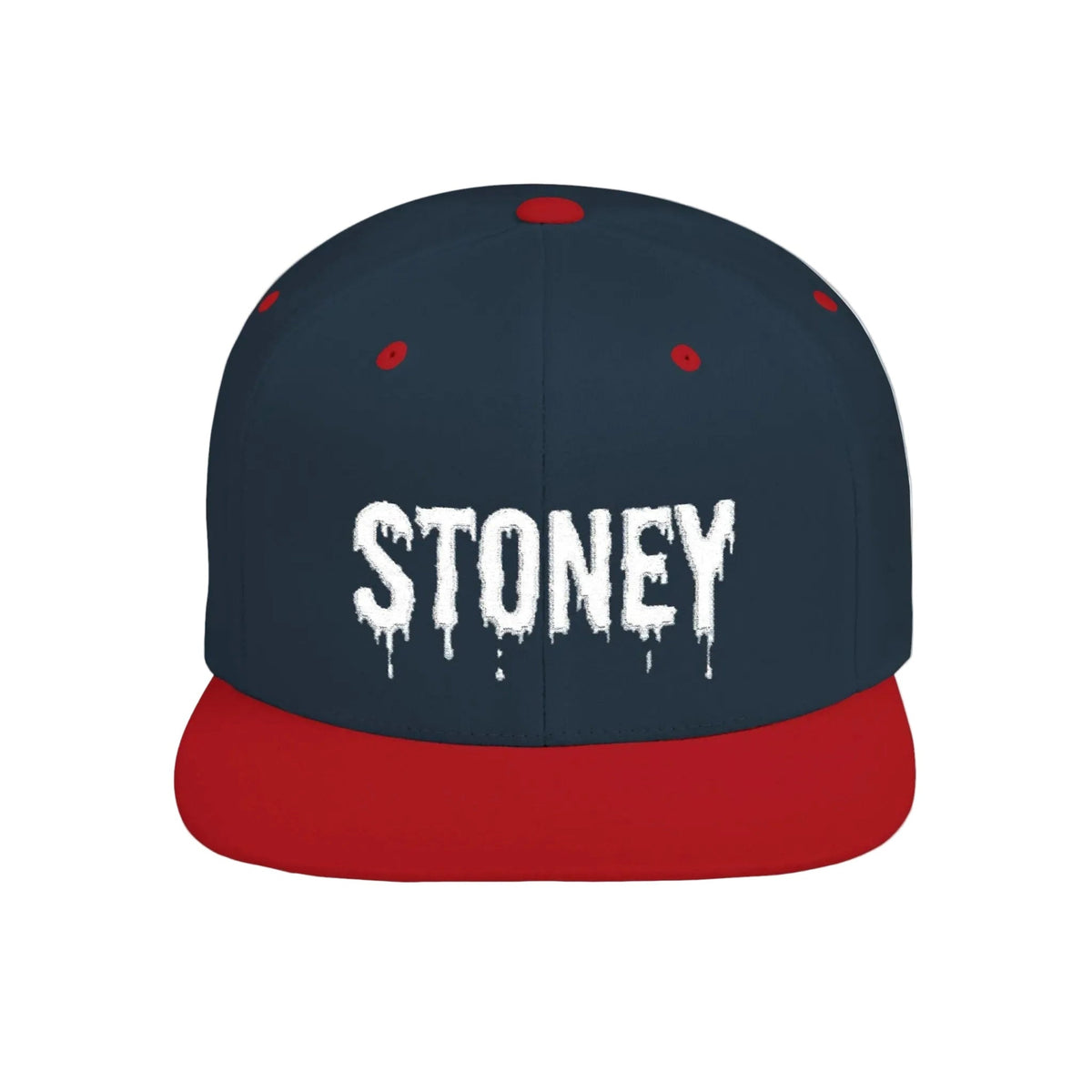 Stoney Snapback Hat — Drip Lettering Flat Bill Cap