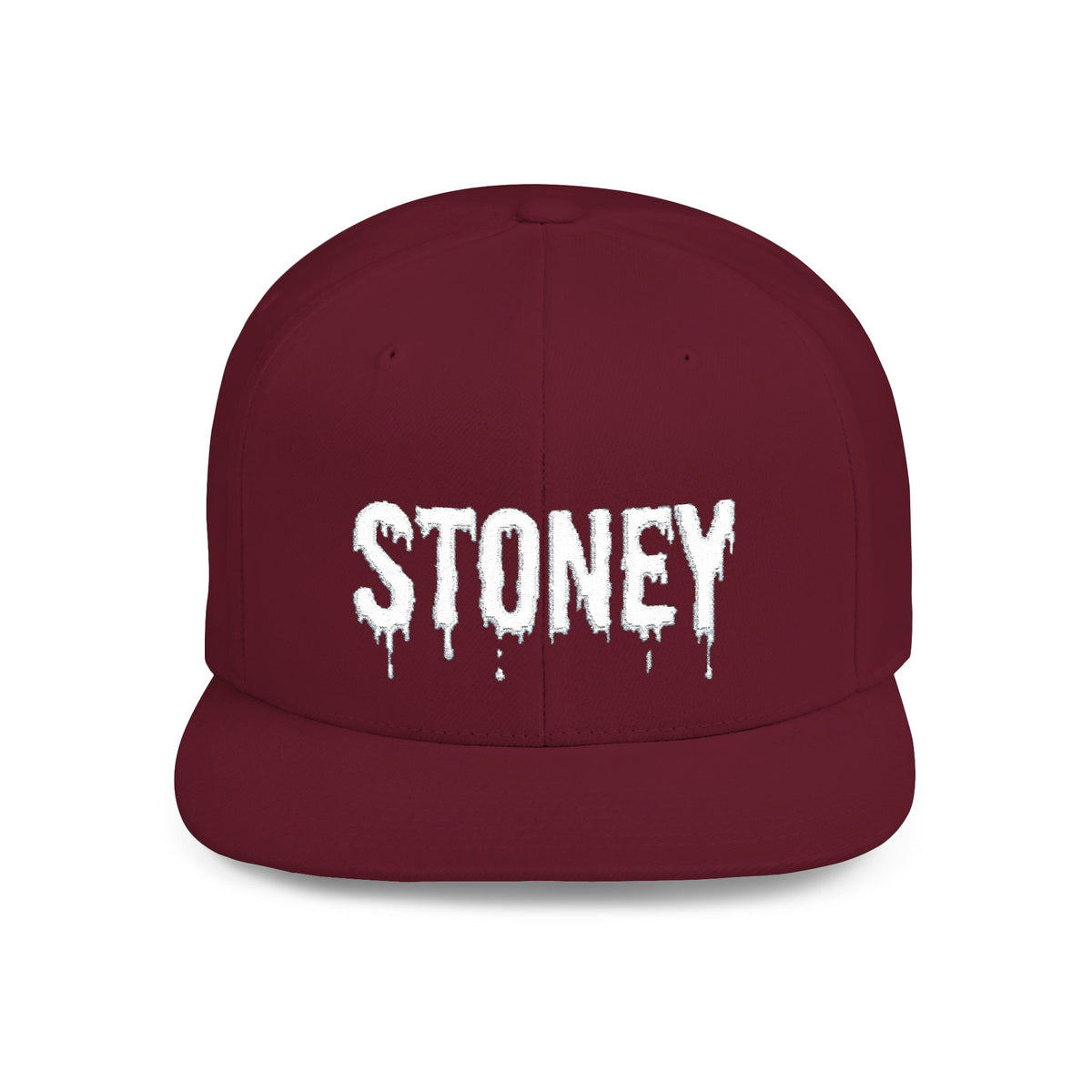 Stoney Snapback Hat — Drip Lettering Flat Bill Cap