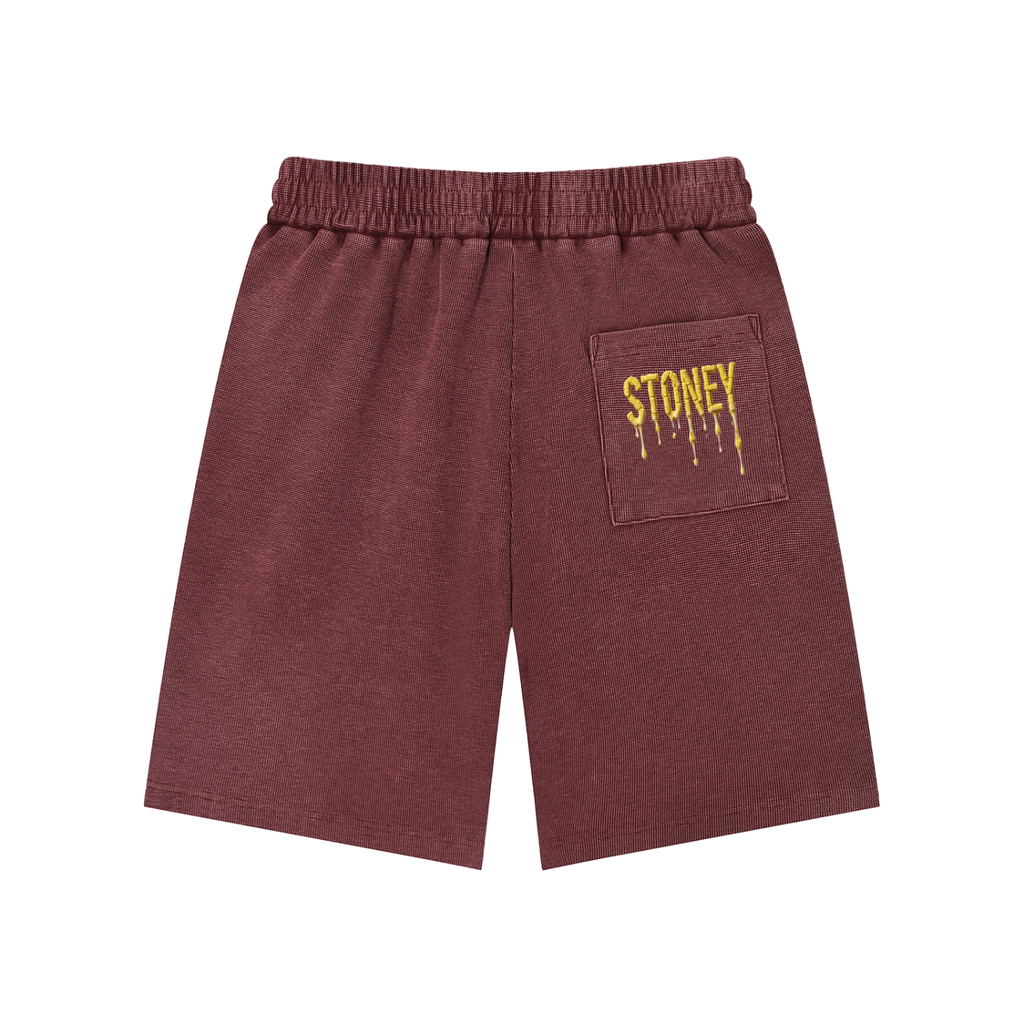 "Stoney Benzos" Mineral Wash Waffle Knit Shorts