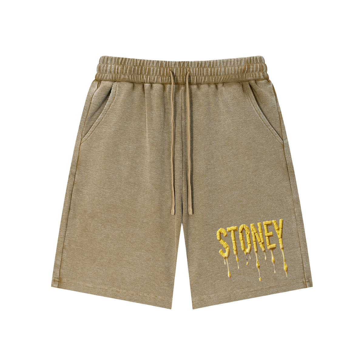 "Stoney Benzos" Mineral Wash Waffle Knit Shorts
