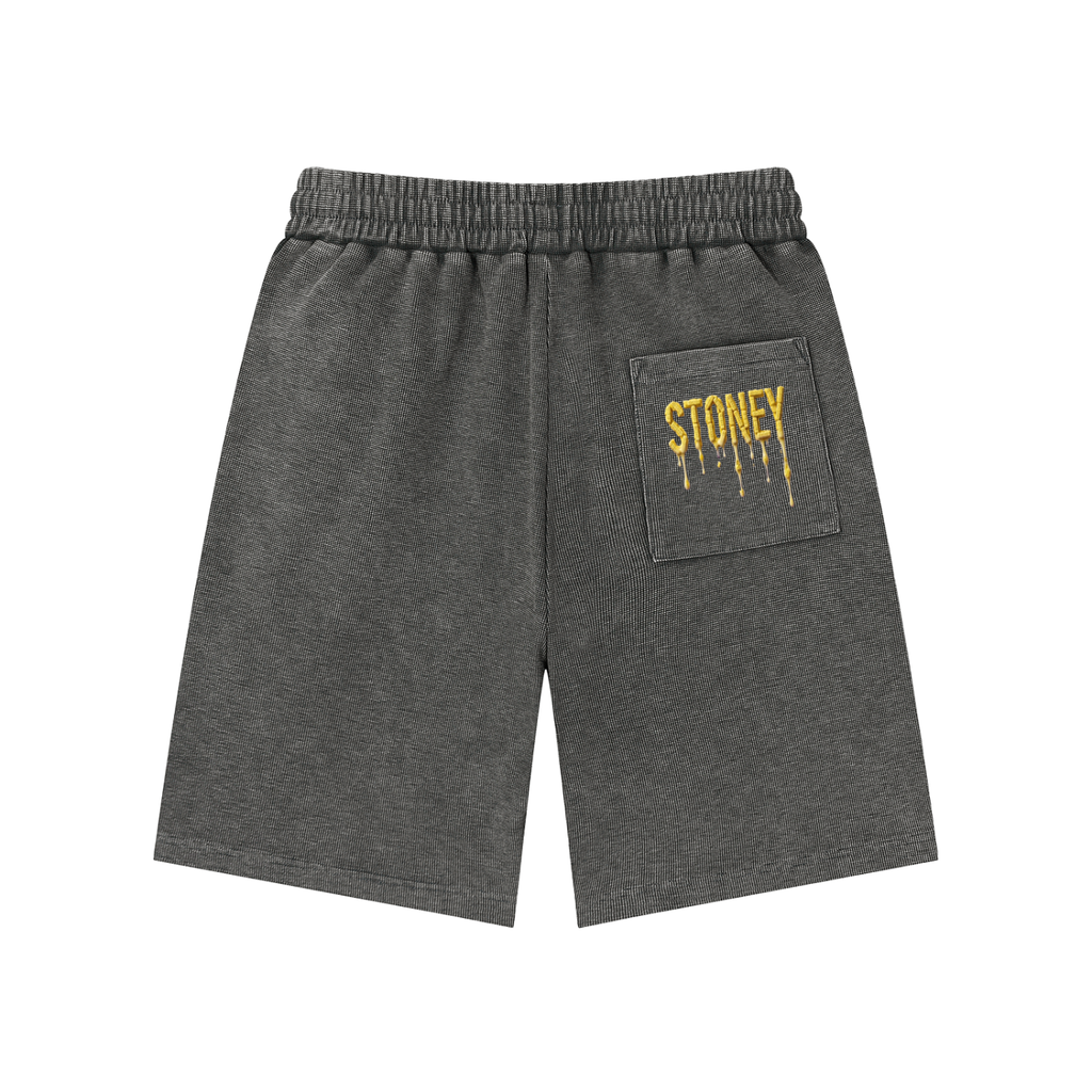 "Stoney Benzos" Mineral Wash Waffle Knit Shorts